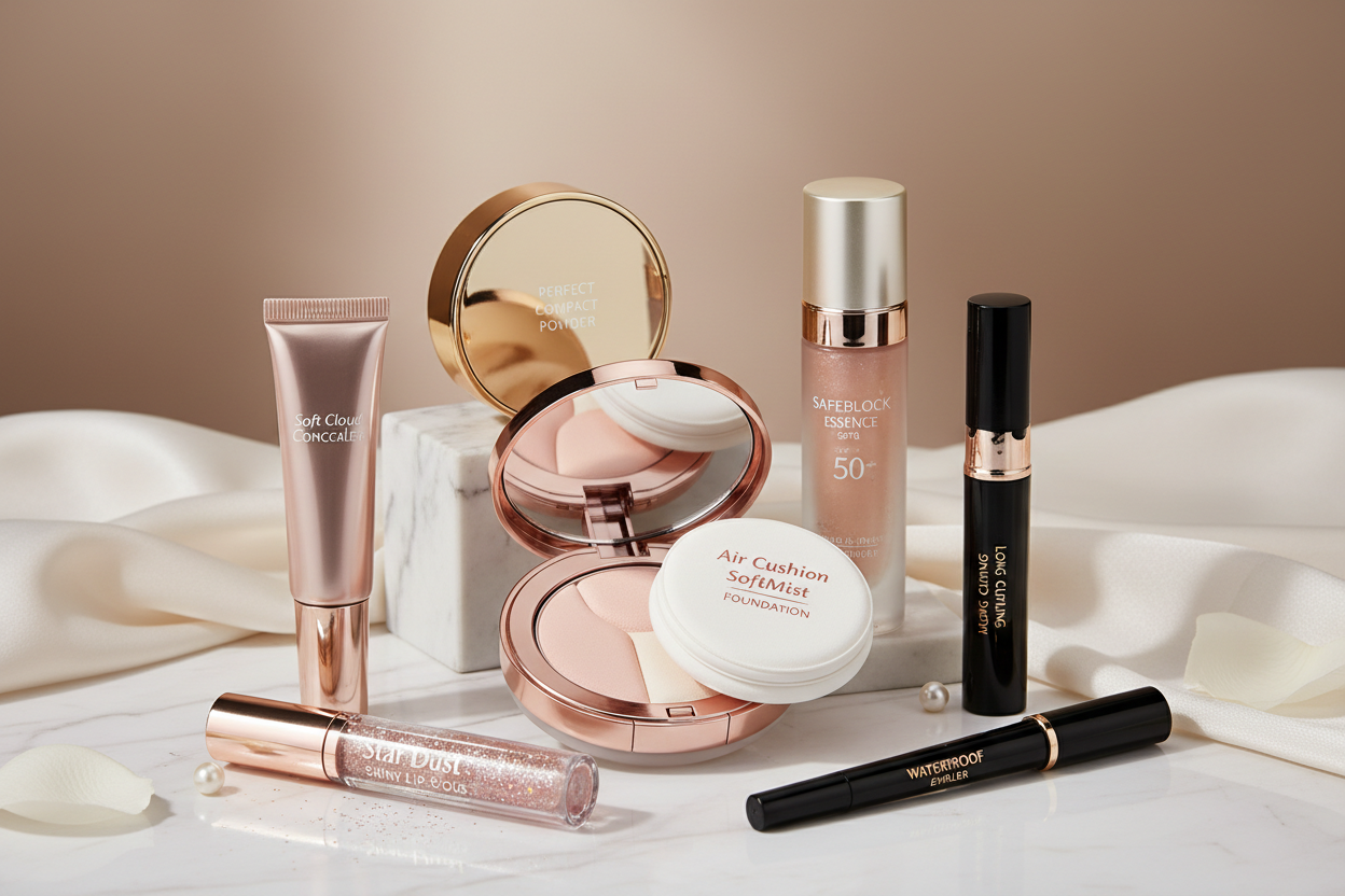 create a bundle image and add all these products ( Air Cushion SoftMist Foundation

Soft Cloud Concealer

Perfect Compact Powder

Safeblock Essence SPF 50

Star Dust Shiny Lip Gloss

Waterproof Eyeliner

Long Curling Mascara)